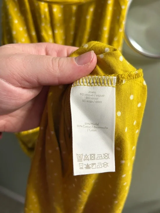 Boden yellow and white polka dot button-down midi dress - Picture 8 of 8